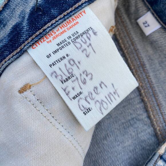 New Citizens Of Humanity Cutoff Hem Green Point Jean Denim Mini Skirt Size 27 - Picture 6 of 13